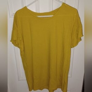 Loft Gold Blouse T-shirt Top Ruffle Short Sleeve